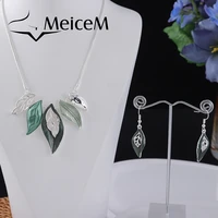 meicem 2021 silver color choker womens charming colorful leaf chain necklaces for women wholesale enamel collares party gifts