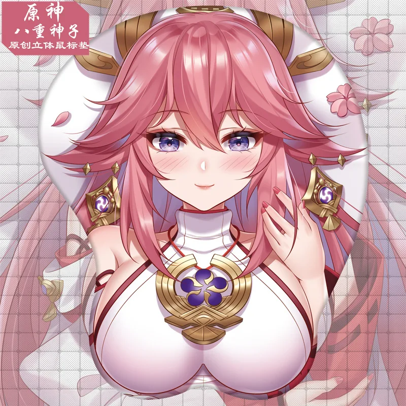 

Anime Yae Miko Genshin Impact Sexy Girl 3D Soft Chest Gel Gaming Mouse Pad Cartoon Mousepad Wrist Rest Otaku Gifts
