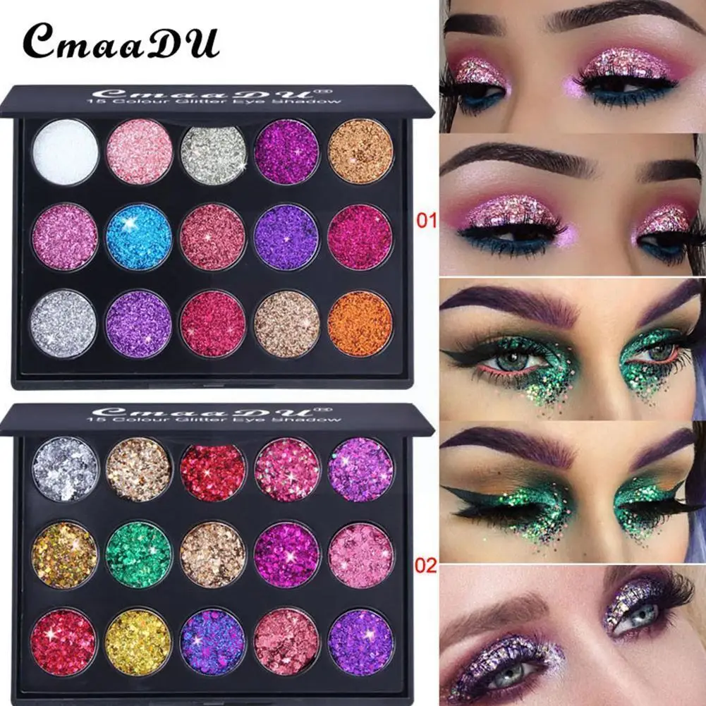 

Glitter Eyeshadow Palette 15 Colors Eye Shadow Palette Powder Palette Glitter Eye Sequins Eyeshadow Diamond Shadow High-glo E7h0