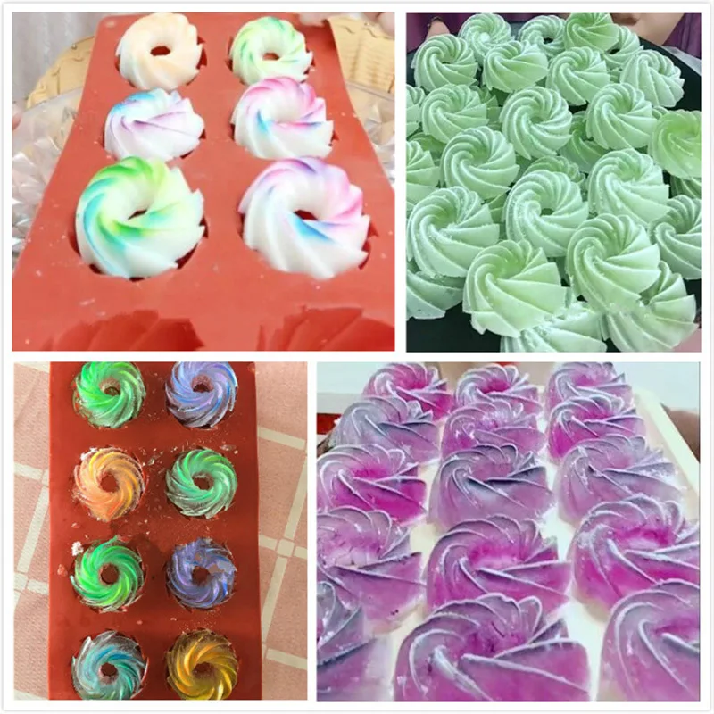 

Silicone Flower Rose Swirl Shape Chocolate Mold Jelly Cany Ice Mold Cake Moulds Bake Ware
