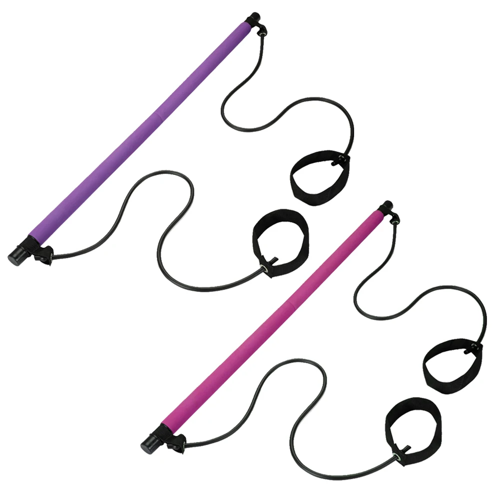 Portable Pilates Bar Stick with Resistance Band for Gym Home Fitness Sports Exercise Body Abdominal Bands Rope Puller | Красота и