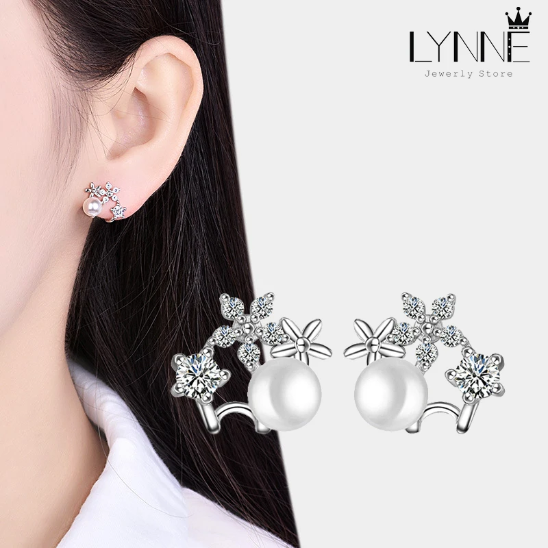 Новые Модные Изящные Жемчужные и Цветочные Стразы серьги гвоздики из