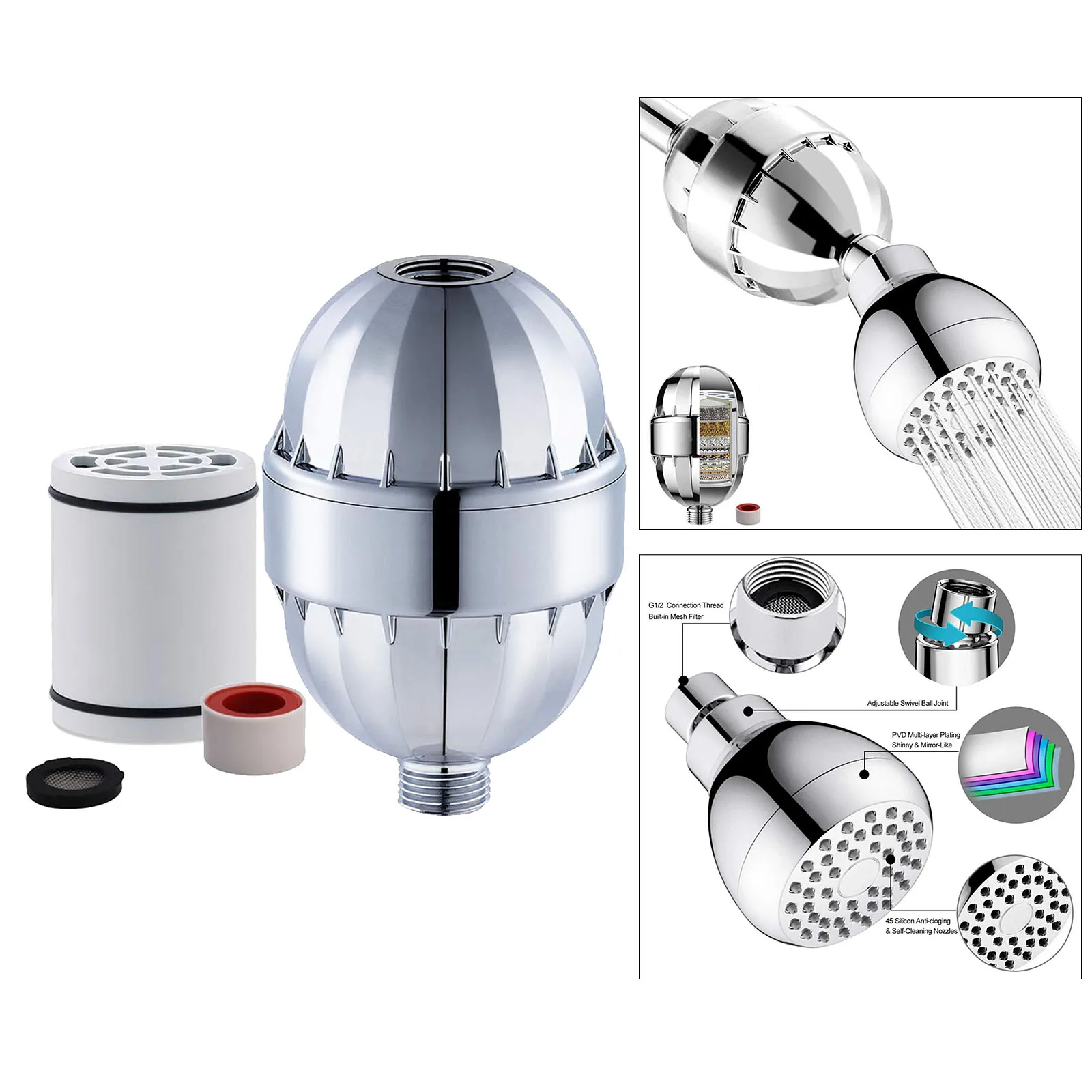 Фото 15-Stages Shower Head Filter Purifier Softener Water Chlorine Removal Обустройство дома 15-Stages Shower Head Filter Purifier Softener Water Chlorine Removal Обустройство дома