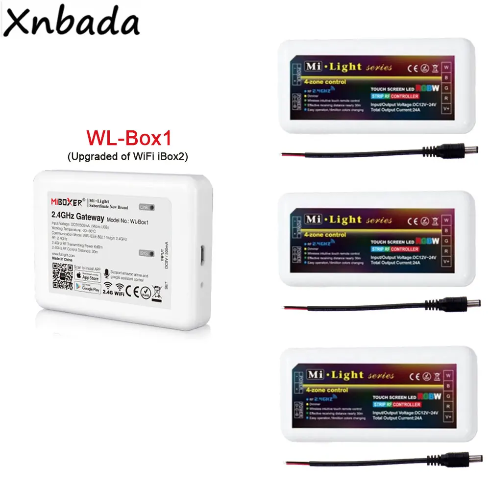 Светодиодный контроллер Milight работающий с Alexa Google Assistant MiBoxer 2 4G RGBW светодиодный