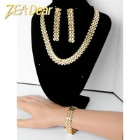 zeadear jewelry classic dubai african hot sale chains sets wide necklace earrings bracelet for women man casual daily wear gift