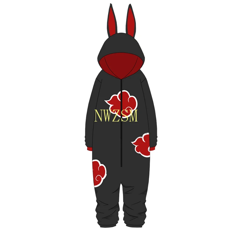 

Anime Akatsuki Uchiha Itachi Cosplay Costumes Sharingan Red Cloud Pattern Jumpsuits Thicken Cotton Pajamas Bathrobe Suit
