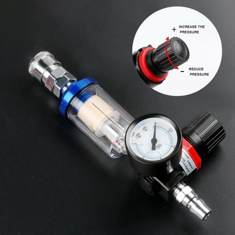 

Spray Gun Air Regulator Gauge + In-line Water Trap Filter Water Oil Separator Air Filter Moisture Tools Accessories For Airbrush