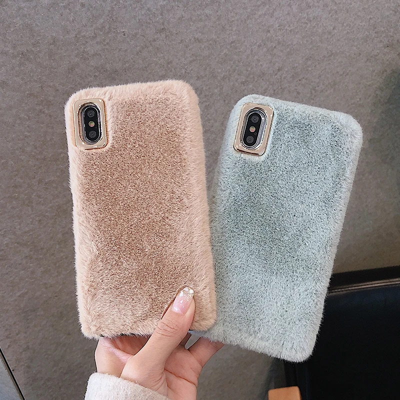 Короткие Плюшевые Меховые чехлы для телефонов Iphone 11 Pro Max 8 7 6 6S Plus Xr Xs Max X, осенне-зимняя теплая задняя крышка Coque Fundas