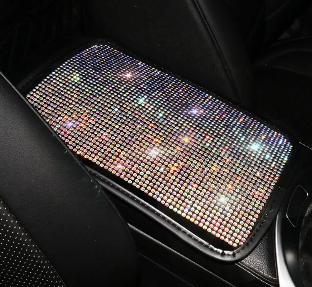 

Creative diamond car armrest mat box pad full storage box cover Durable Wear Mat auto Interior