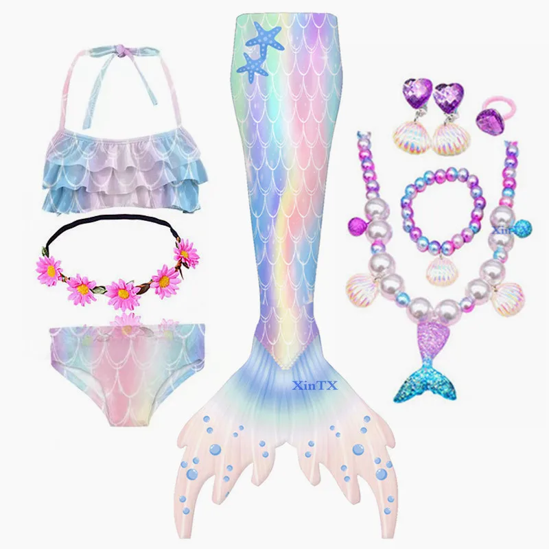 Детский купальный костюм с хвостом Русалочки косплей-костюм для праздника