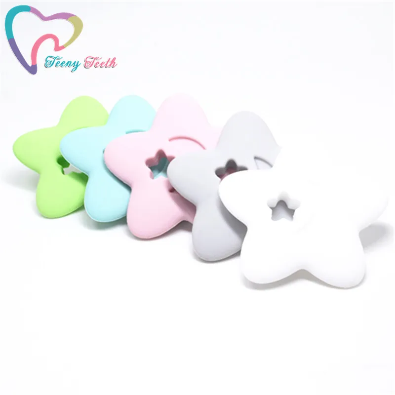 5 PCS BPA Free Silicone Star Teether Beads Chew Teething Nursing Toys For Baby Pacifier Clip Chain Accessories | Украшения и