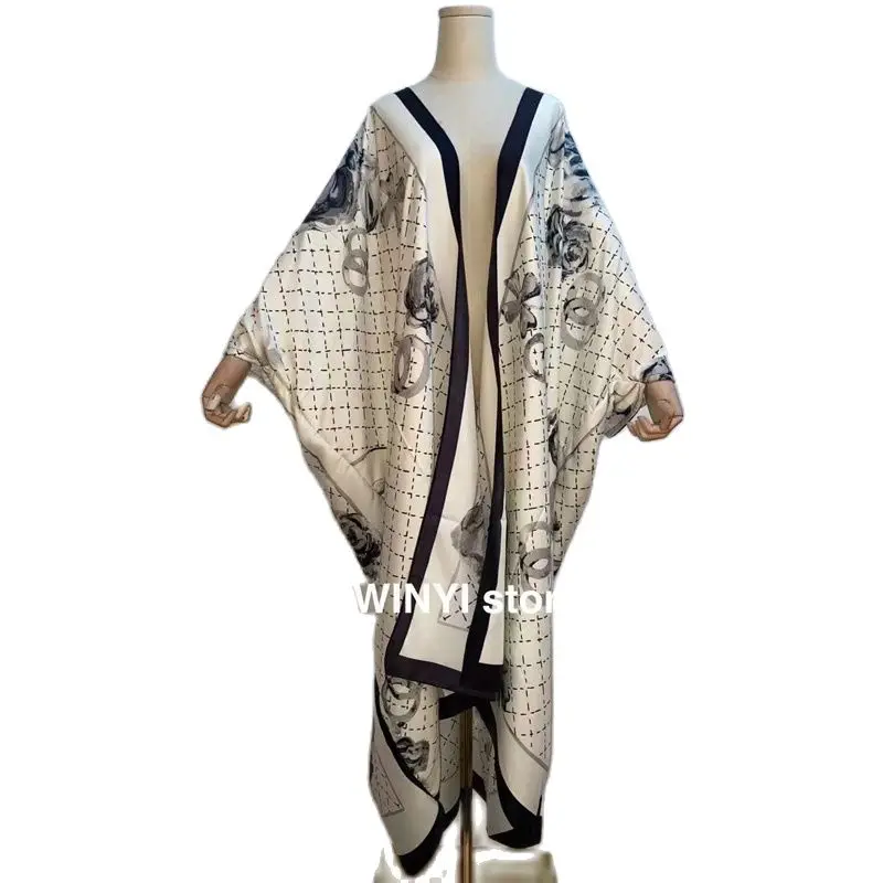 WINYI Middle East Sunmer Women Cardigan stitch coat dress Cocktail sexcy Boho Maxi African Holiday Batwing Sleeve Silk Robe