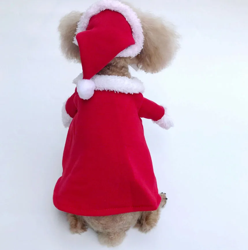 Pet Dog Christmas Clothes Santa Claus Costume Winter Puppy Cat Coat Jacket Suit with Cap Warm Clothing For Dogs Cats | Дом и сад