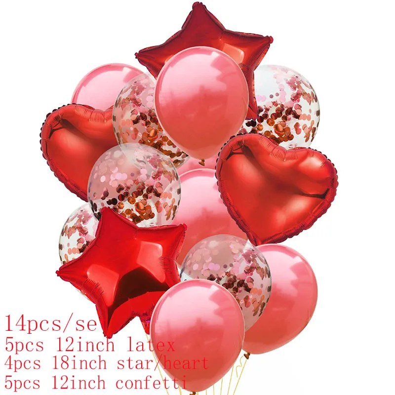 Смешанные розовые красные латексные шары с конфетти украшения вечерние надувной