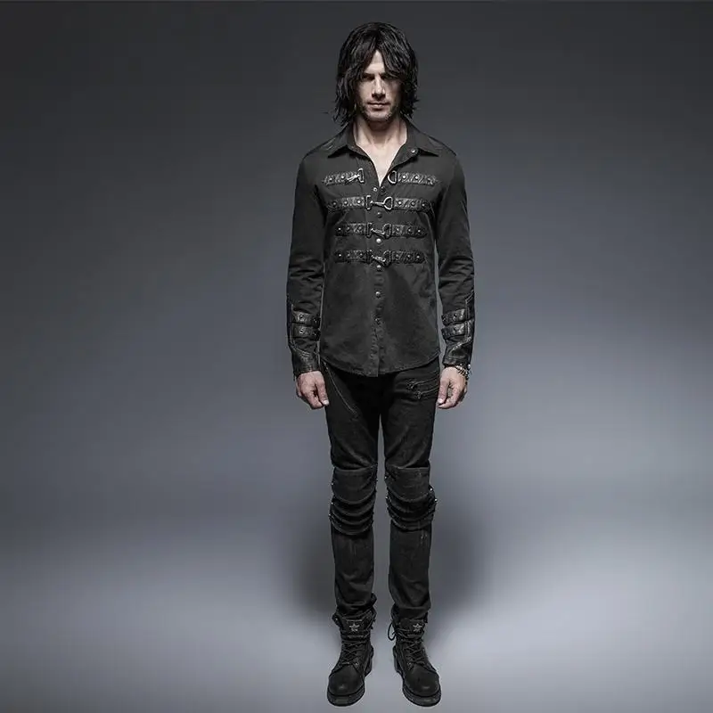 Мужская рубашка в стиле панк EAVE Готическая Повседневная с длинным рукавом