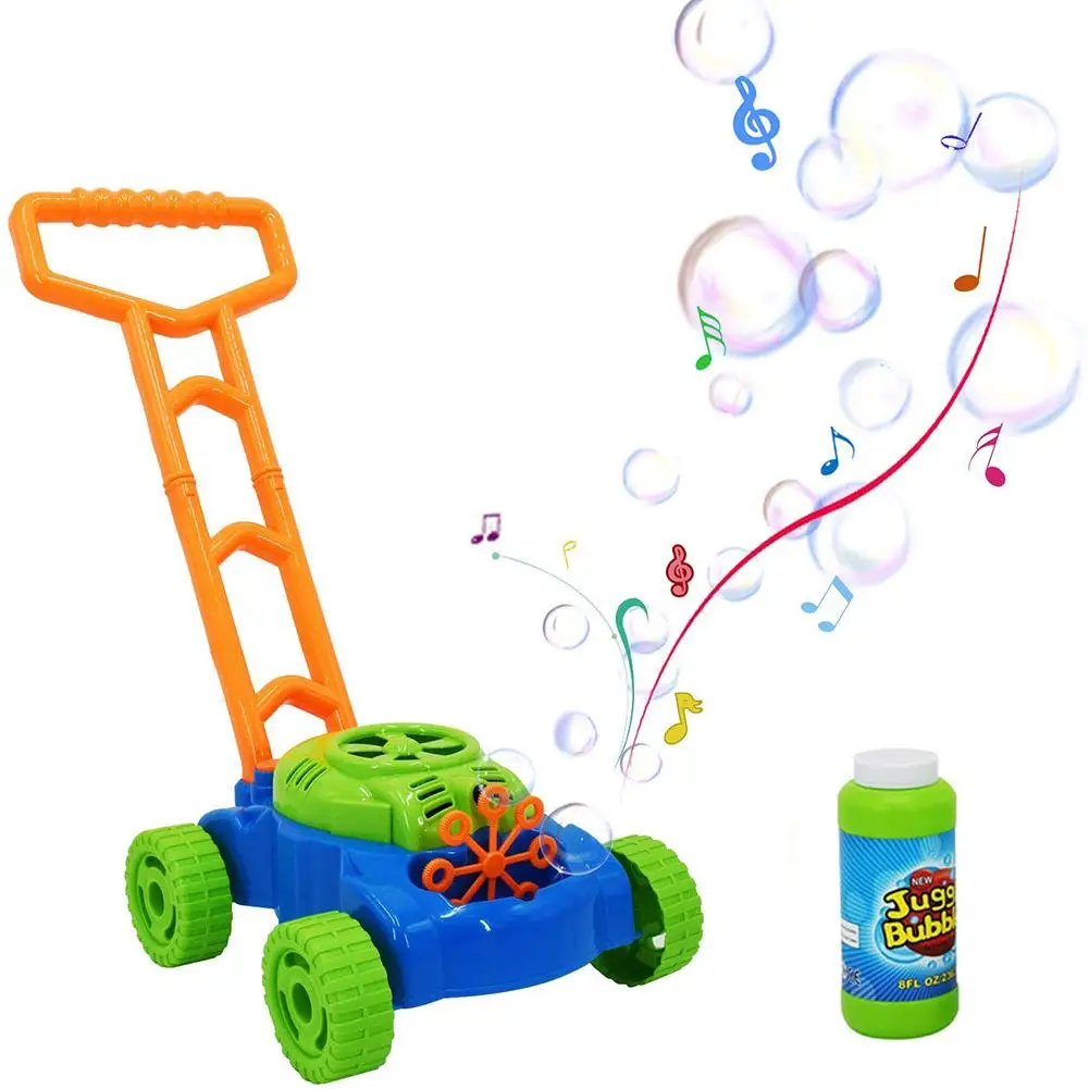 

Children Foam Mower Toy Outdoor Non-toxic Automatic Bubble Machine With Music For Kindergarten Toy