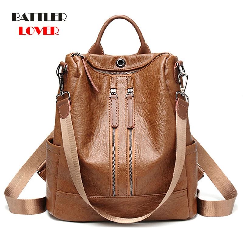 

2021 Women Mochila Feminina Casual Multifunction Backpack Female Leather Backpacks Femme Shoulder Bag Sac A Dos Travel Back Pack