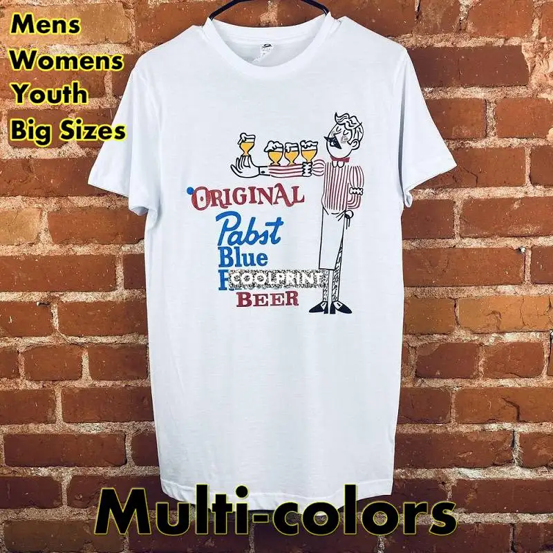 

Оригинальная футболка Pabst с синей лентой, мужские Модные Оригинальные футболки большого размера с графическим принтом