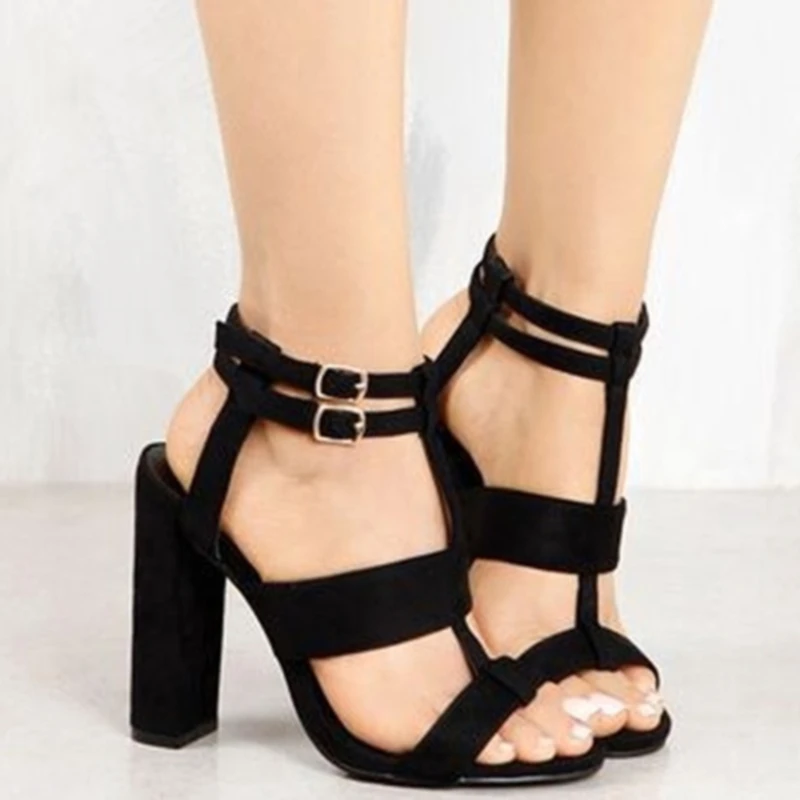 

Women High Heels Design Strap Buckle Summer Sandals Lady Party Sexy Square Heels Ankle Strap Sandal Super High 8 Cm Up