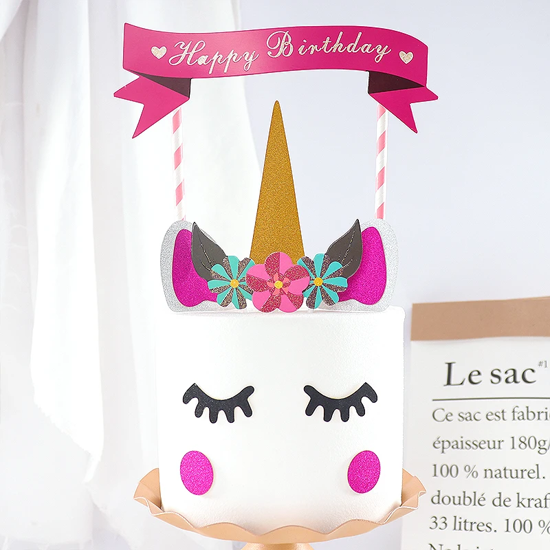 Cakelove 1 комплект ручной работы Розовый Единорог вечерние украшения для торта