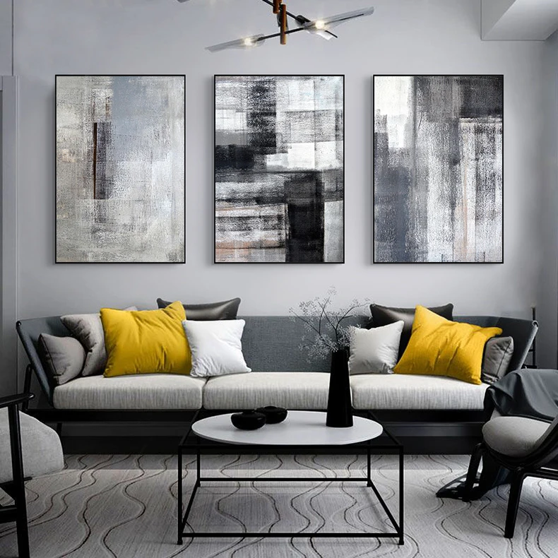 Минималистичная Геометрическая серая черная цветная Абстрактная Картина на