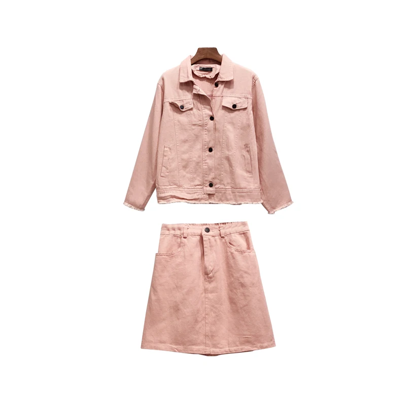 Розовая Женская одежда 2019 однобортные повседневные джинсовые куртки Женский
