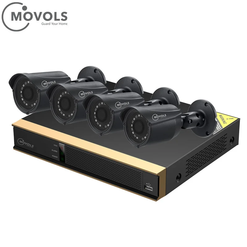 Черный Movols 8CH CCTV камера системы 4 шт 1080p наружная Водонепроницаемая камера безопасности DVR комплект День/Ночь домашняя система видеонаблюдения - Цвет: Черный
