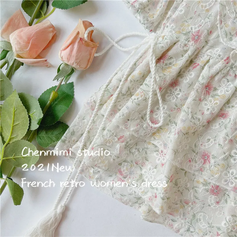 

Blusas De Mujer Lace Floral Print Tie-Neck V-neck Chiffon Shirt 2021 Summer Women Short Sleeve Shirt Female Blouse Ladies Tops