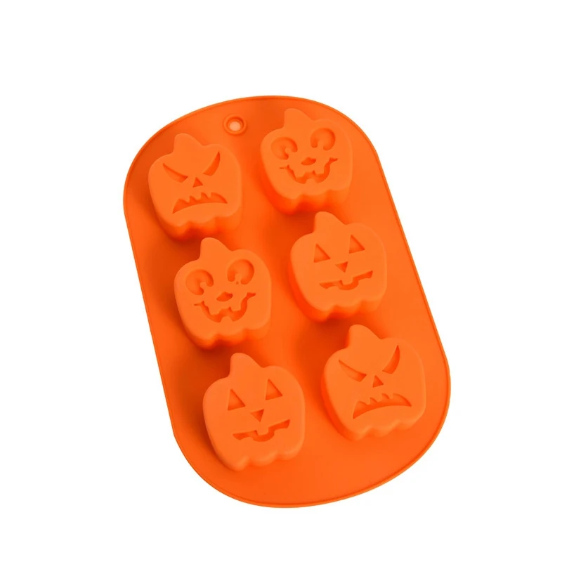 Halloween Festival Six Holes Pumpkin Cake Baking Mold Handmade Soap Candle Ice Tray DIY 3D Christmas Silicone mold | Дом и сад