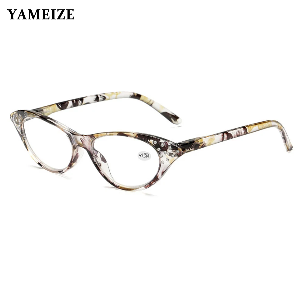 

YAMEIZE Cat Eyes Reading Glasses Clear Lens Presbyopia Classcial Printing Spectacles Glasses +1.0 +1.5 +2.0 +2.5 +3.0 +3.5 +4.0