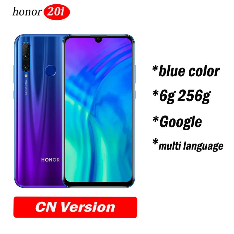 6g256 blue honor 20i honor 20 lite мобильный телефон 6,21 дюймов Android 9,0 FM разблокировка отпечаток лица смартфон - Цвет: 6g256 blue