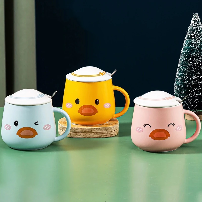 

Cartoon Duck Hat Duckling Mug Cute Ceramic Cup With Lid Mug for Coffee Cups Mugs Funny New Year Mugs Drinkware Tea Original Beer