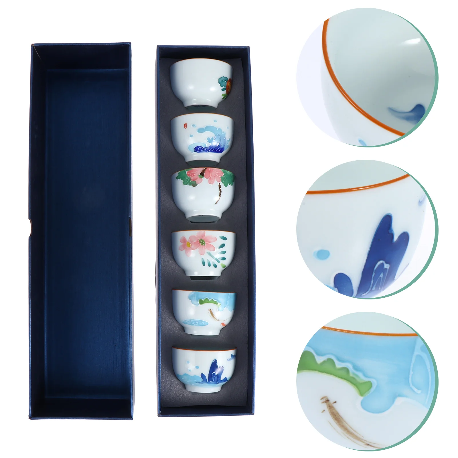 

6Pcs Hand-painted Tea Cups Household Single Tea Cups Exquisite Ceramic Teaware