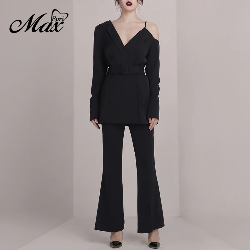Женский офисный костюм-двойка Max Spri пикантный блейзер с открытыми плечами и