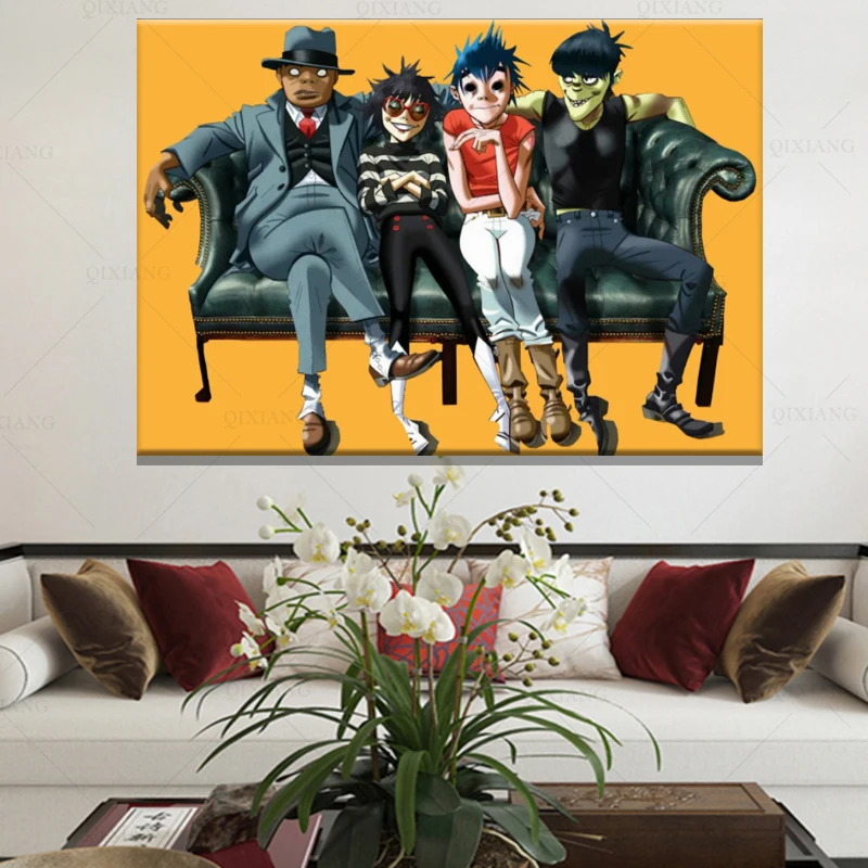 Аниме Gorillaz Холст Плакаты настенные художественные принты гостиная | Картины, постеры -1005003657132345