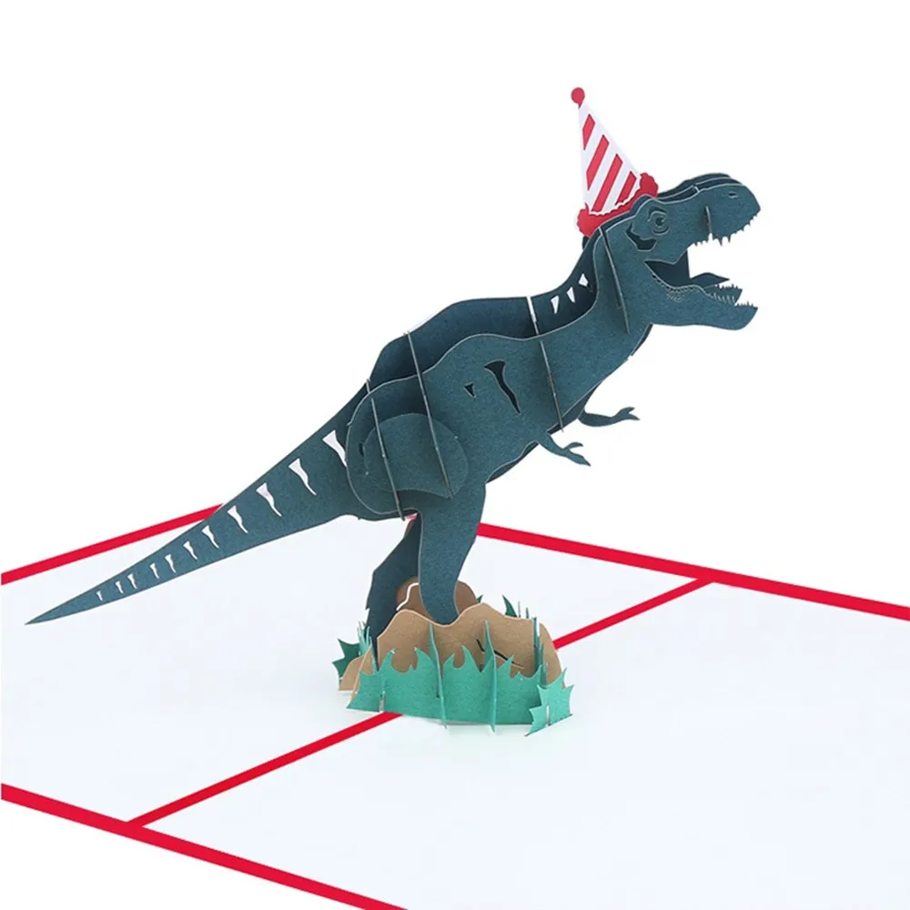3D ручной работы Прохладный носить Рождество шляпа тираннозавр рекс бумага с