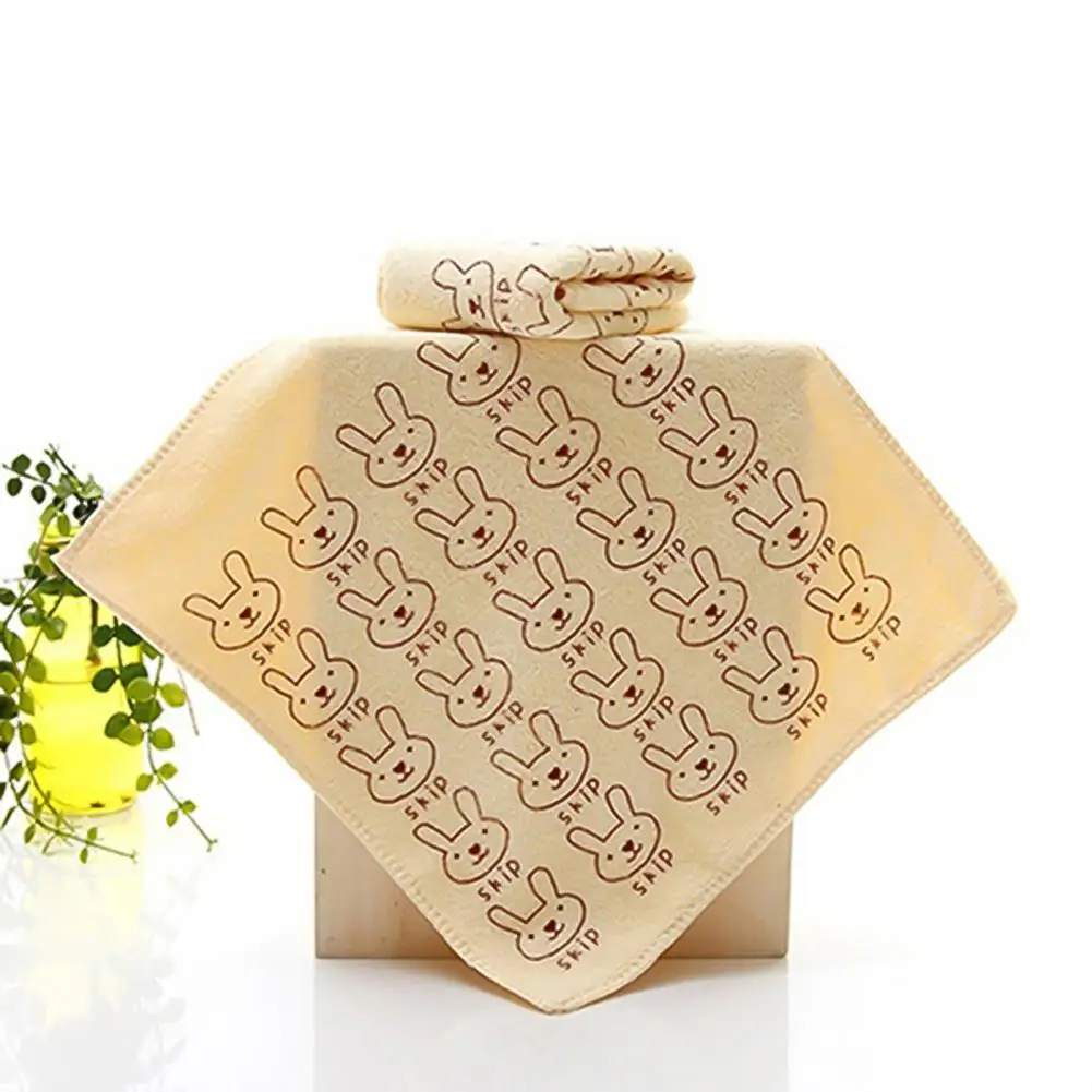 

Towel Square/Rectangle Cartoon Rabbit Print Microfiber Soft Bath Feeding Washcloth for Newborn Baby Absorbent Towels Bathroom