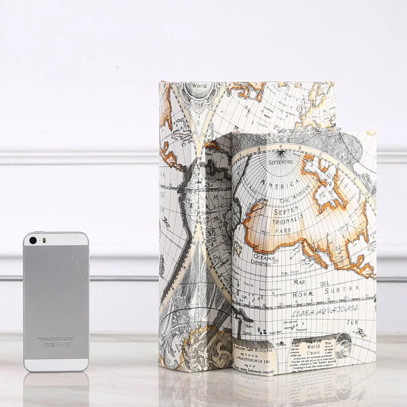 

Wooden Storage box Retro European Style World map Security Safe book Cash Money Jewelery Organizer Box