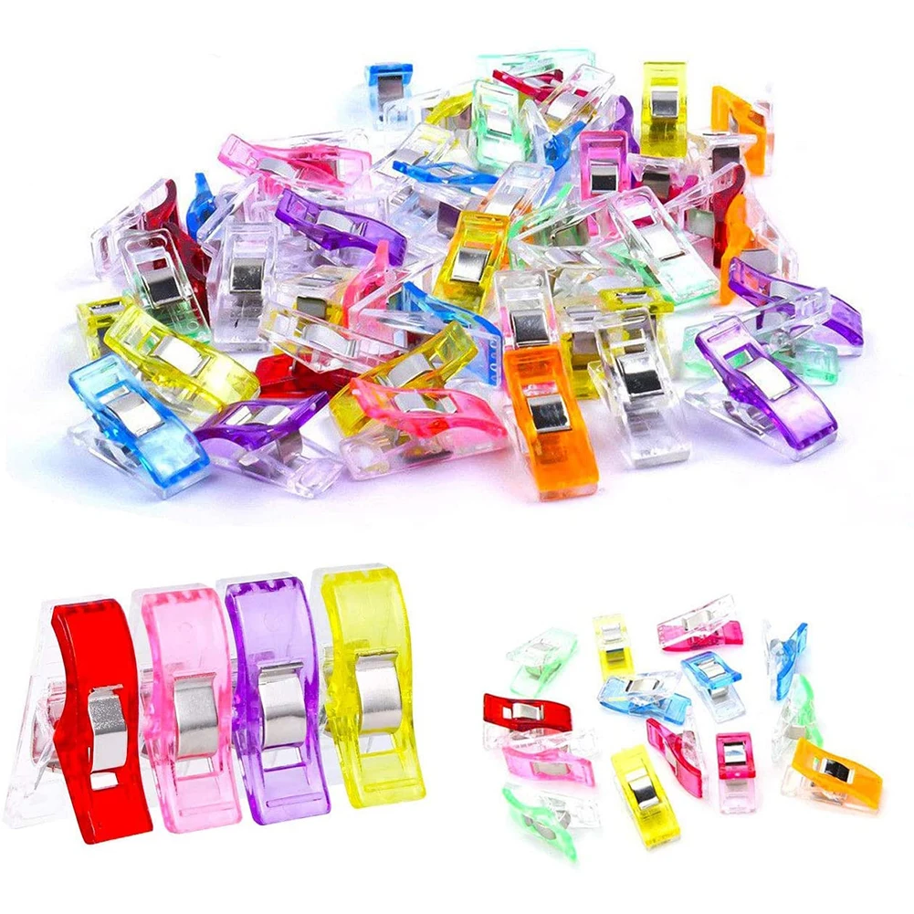 

27mm 50/80/100 pcs Sewing Clips Multicolor Plastic Clips Fabric Clamps Patchwork Craft Clips Clothing Clips Holder Quilting Clip