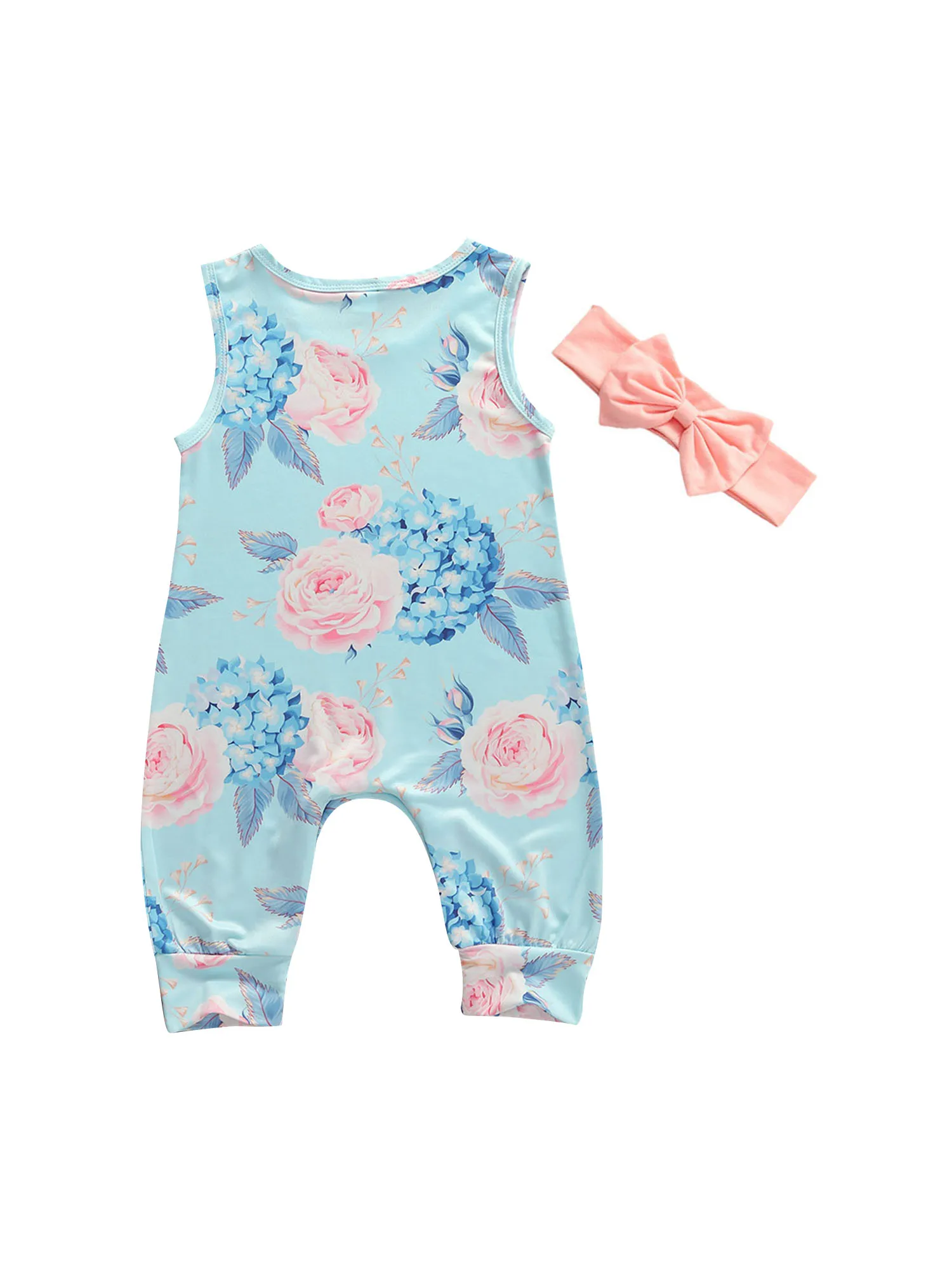 Комбинезон для маленьких девочек милая однотонная повязка на голову без рукавов