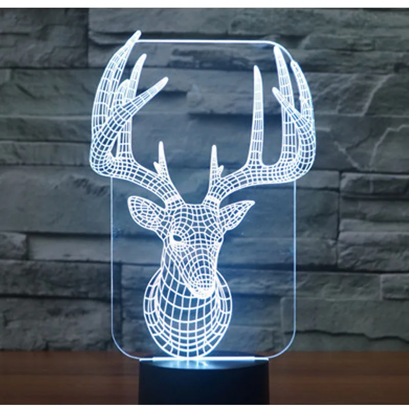 3D светодиодный ночной Светильник олень с 7 цветов светильник для украшения дома