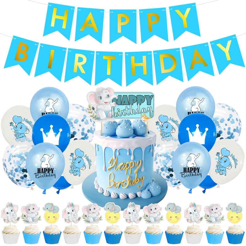 

Blue or Pink Elephant 12inch Latex Balloons Letter Flag Set Welcome Baby Shower Party Birthday Decoration Supplies