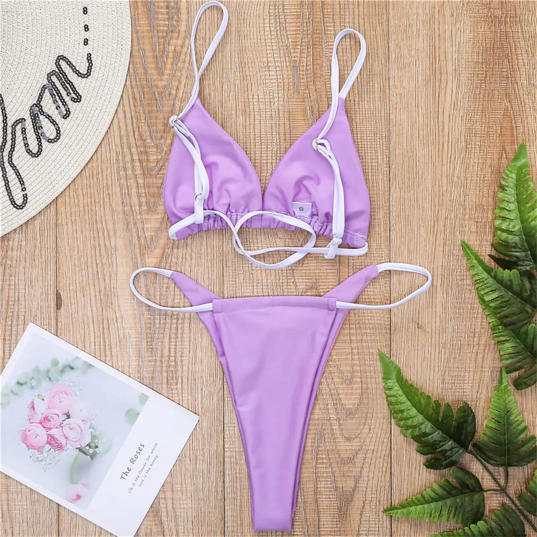 

New Sexy Splicing Thong Bikini 2020 Female Swimsuit Women Swimwear Two-pieces Bikini set Bather Bathing Suit Swim Lady