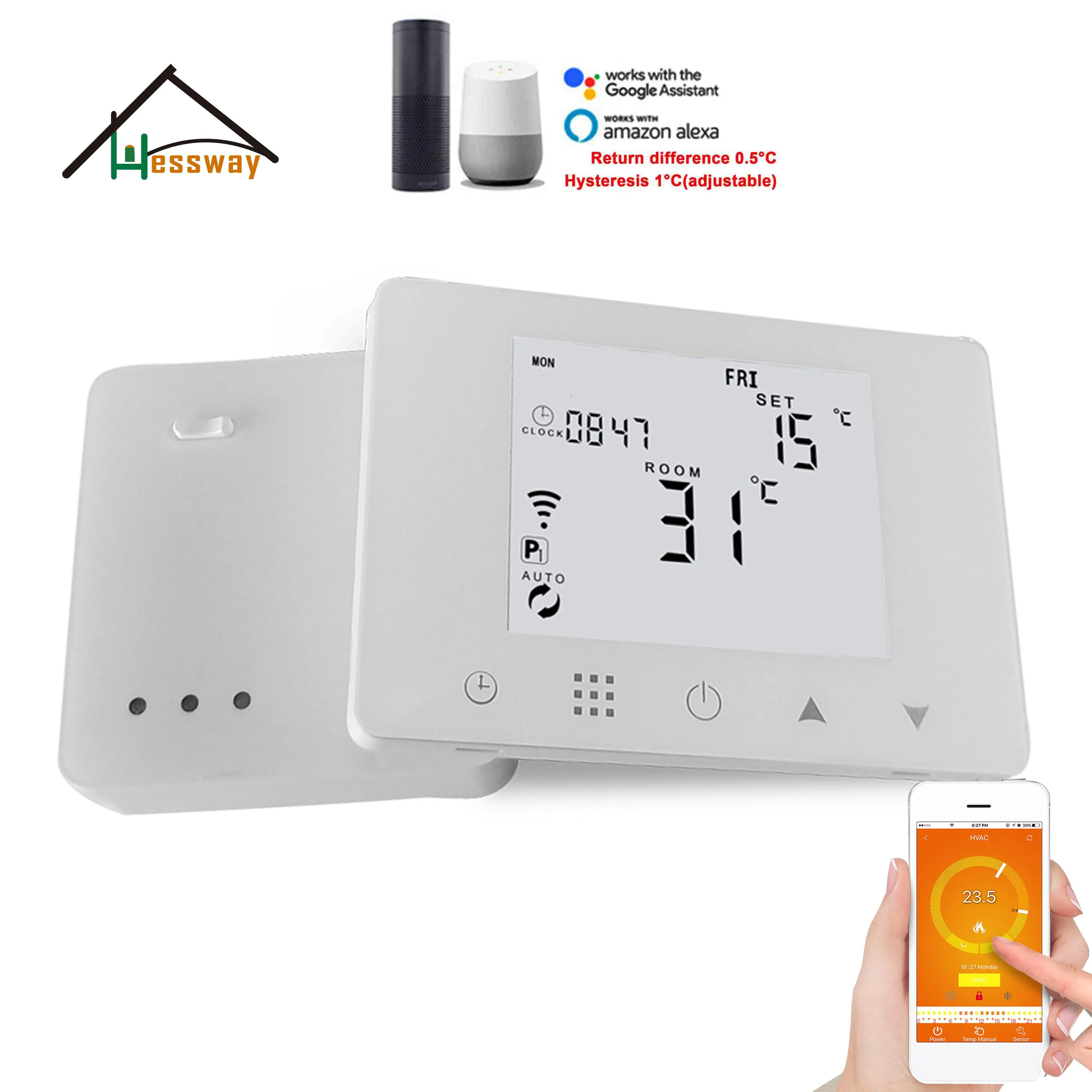 Беспроводной Wi-Fi и радиочастотный термостат приложения TUYA для подогрева пола