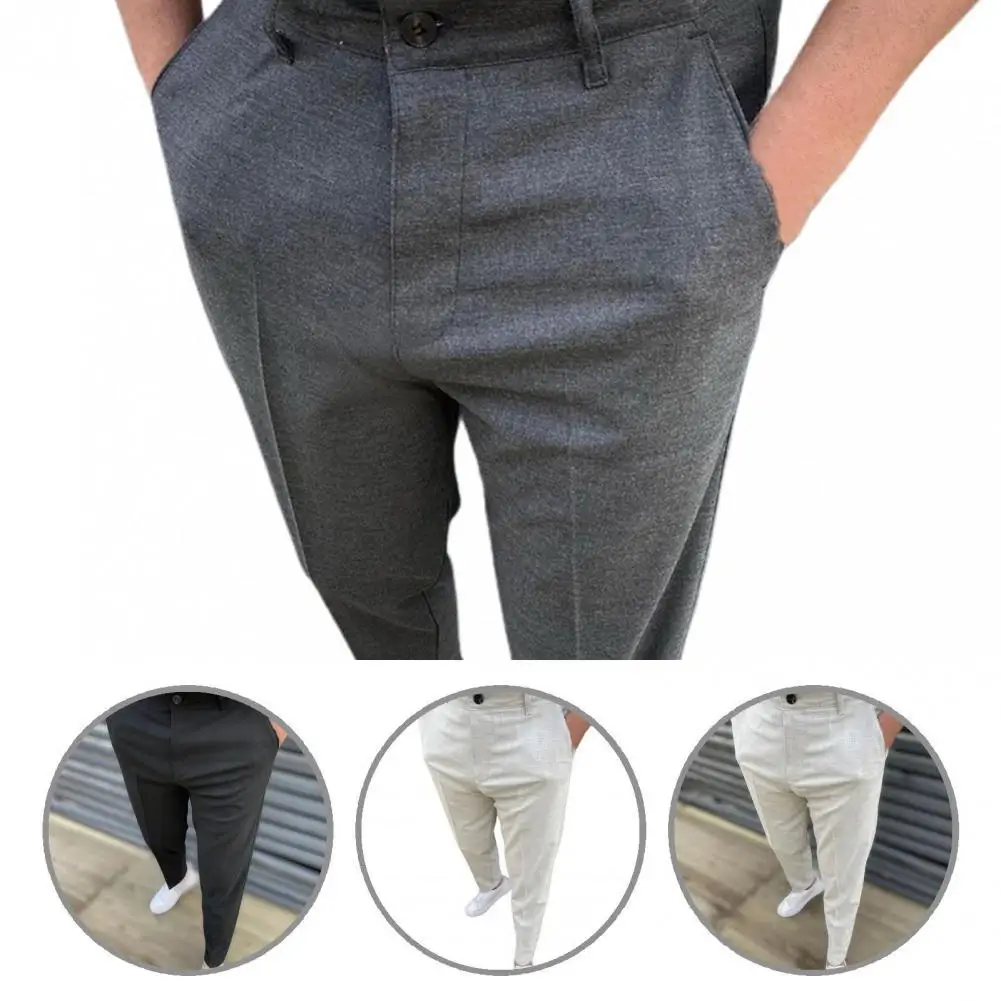 

Прямые великолепные мужские длинные брюки на пуговицах, мужские брюки на молнии, однотонные для бизнеса