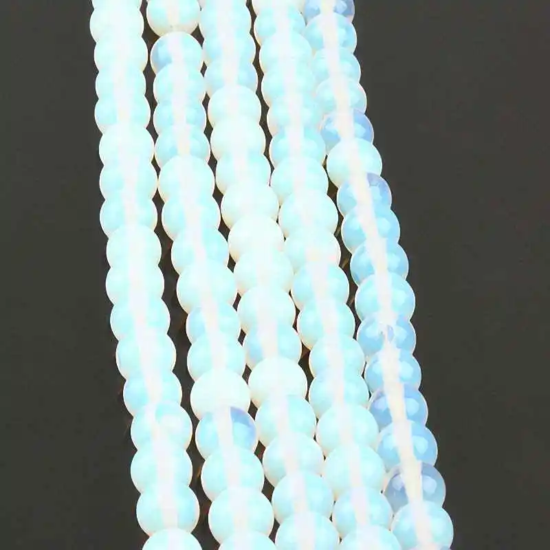 

TUMBEELLUWA White Opalite Stone Round Loose Beads Making Bracelet Crafts 10/12mm