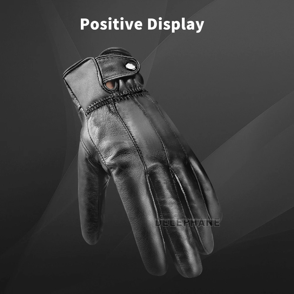 Модные кожаные перчатки Женские базовые водонепроницаемые черные для вождения