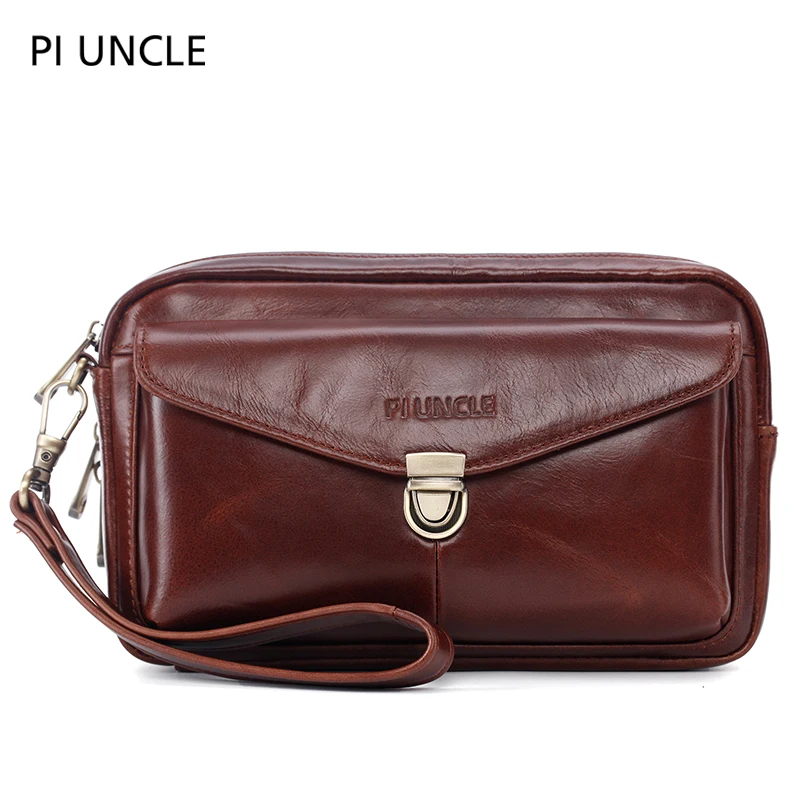 Брендовый оригинальный мужской клатч из натуральной кожи удлиненный Кошелек на