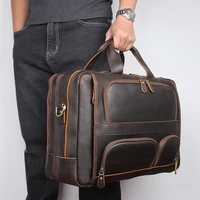 17 mens briefcase laptop hand casual tote travel big large capacity bags genuine leather male vintage business big shoulder bag