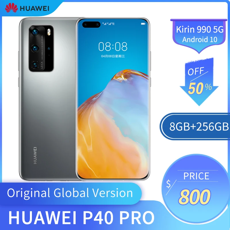 Huawei P40 Pro 6 58 дюйма OLED экран 5G мобильный телефон 8 ГБ + 256 Гб Смартфон 50MP 32MP 4200 мА/ч Kirin